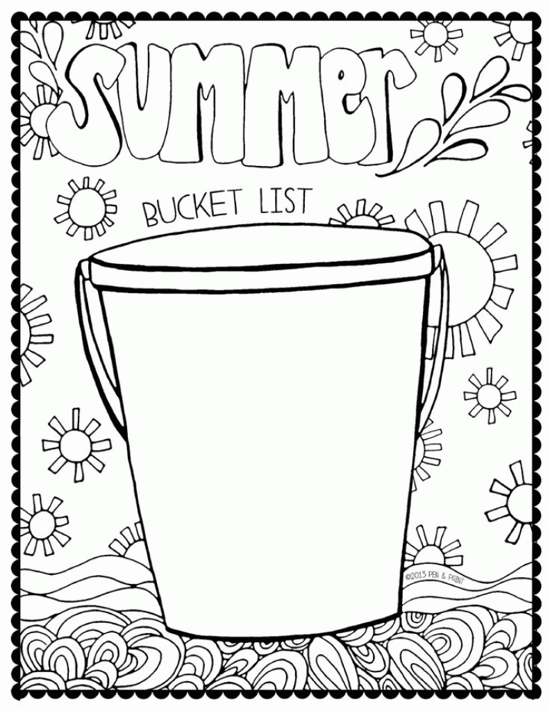 Download Free Bucket And Pail Coloring Pages In Summer Bucket List Clipart ... - Coloring Home