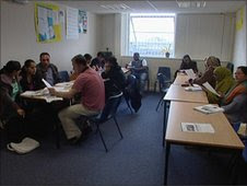 People taking an English class 