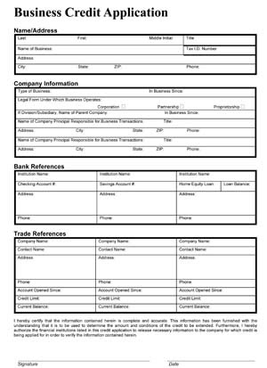 Sample Business Credit Application #1  Small Business Free Forms