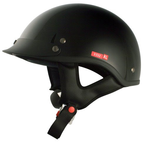 VCAN V531 Cruiser Solid Gloss Black Large Half Helmet