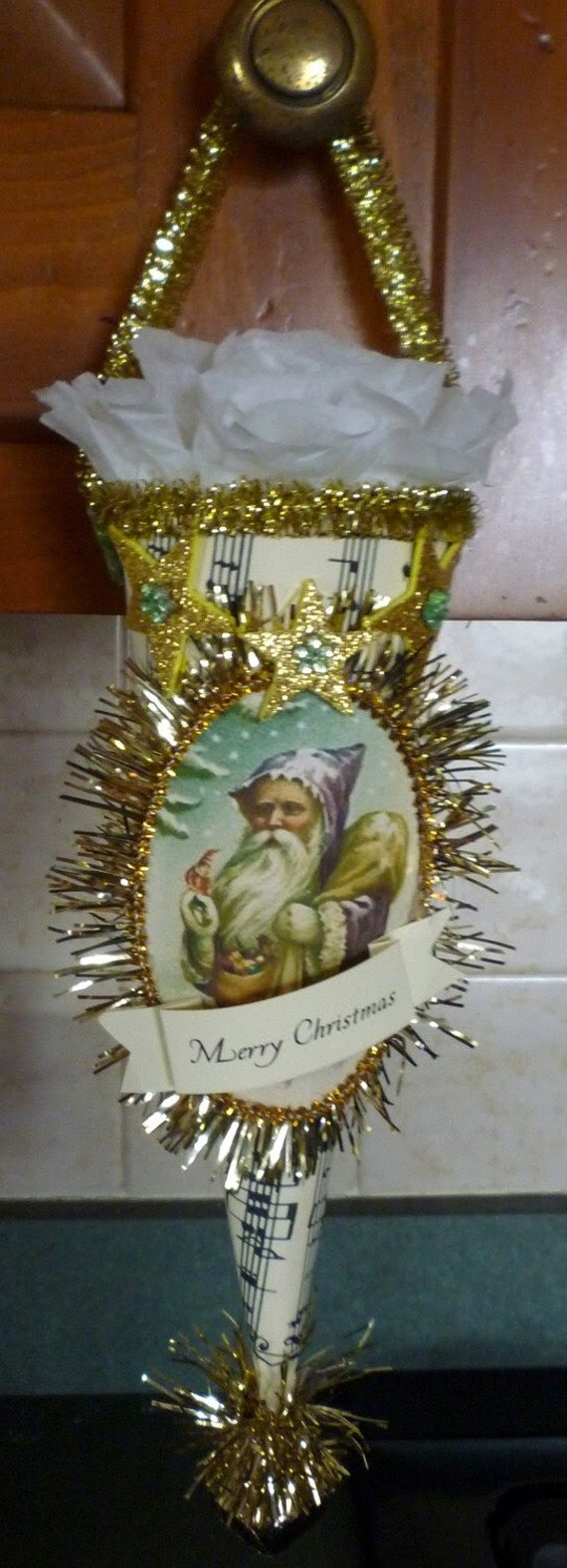 Victorian Santa Christmas Cone Ornament by CloudNineAdornments Victorian Santa Christmas Cone Ornament by CloudNineAdornments