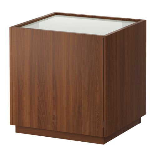 NYVOLL Bedside table - medium brown/white - IKEA