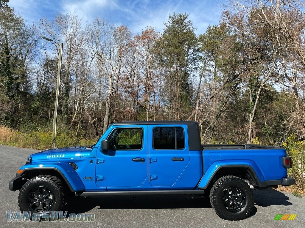 21 Jeep Gladiator Willys 4x4 In Hydro Blue Pearl Vannsuv Com Vans And Suvs For Sale In The Us