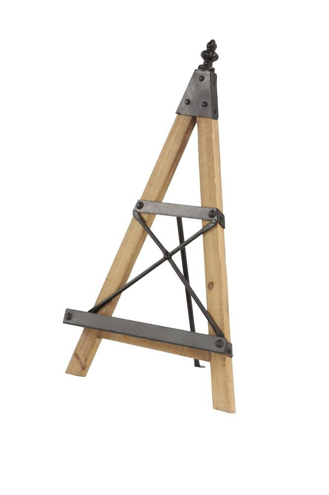 Grayson Lane Large Industrial Style Metal And Wood Tabletop Easel With Finial Accent 12 X 21 In The Decorative Accessories Department At Lowes Com