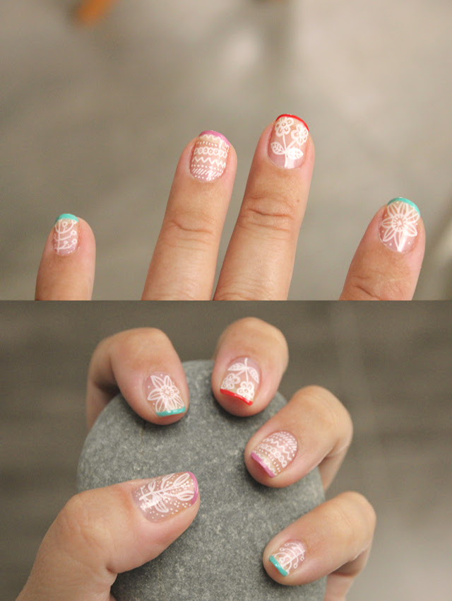 White lace with a hint of color