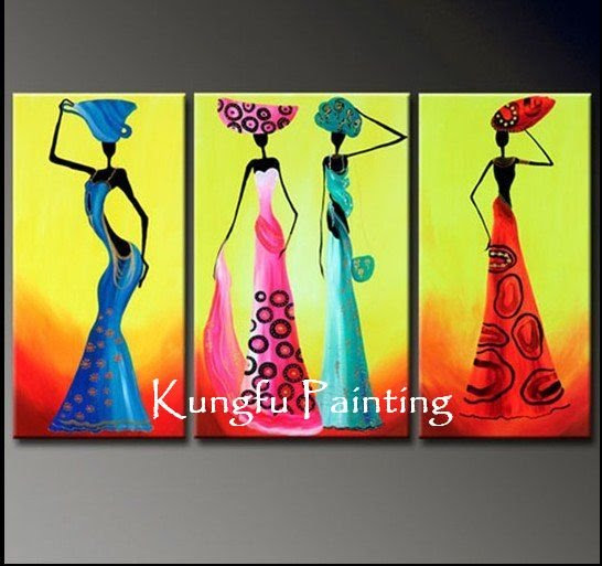 100% handmade modern abstract frameless painting 3 panel canvas ...