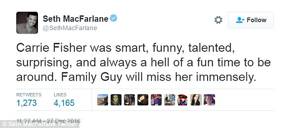 Lots of props: Seth MacFarlane called Carrie 'smart, funny, talented'
