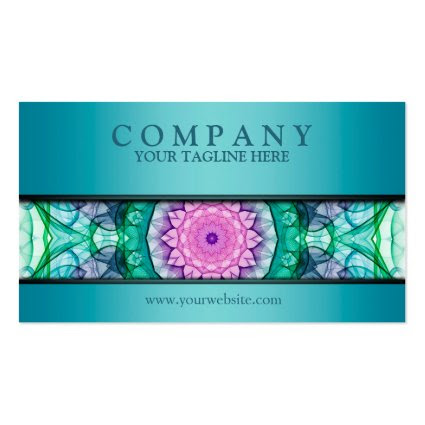 modern WaterLily mandala teal Business Card Templates