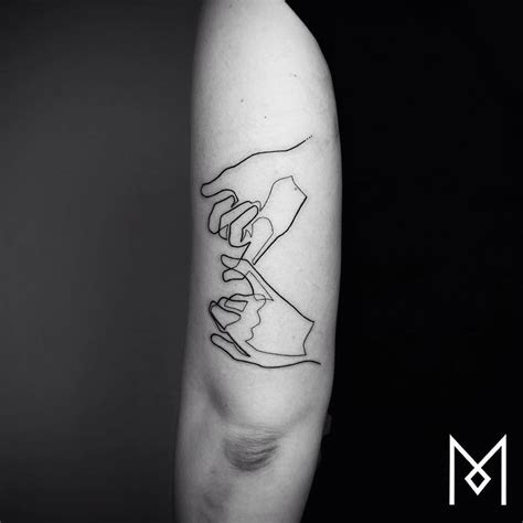 Buy pinky swear print one line drawing black white hands artwork fine art canvas painting minimalist couple art poster home decor for 18.12 usd in the . Minimalistic One Line Tattoos By Mo Gangi | Colossal