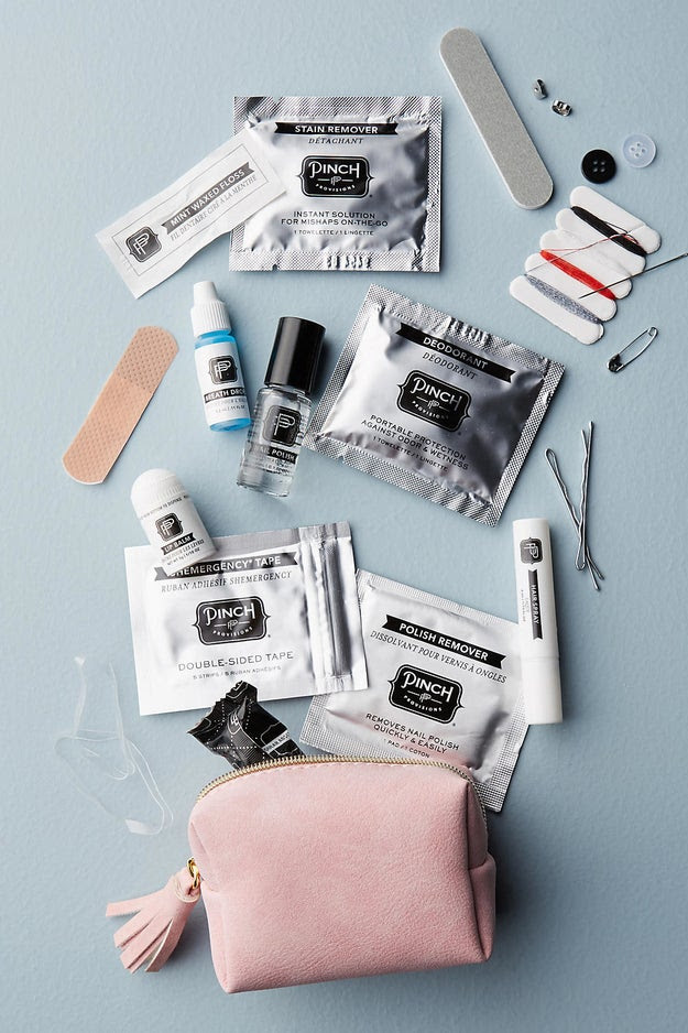 A mini emergency kit to carry in your bag at all times, just in case something happens (and usually something does).