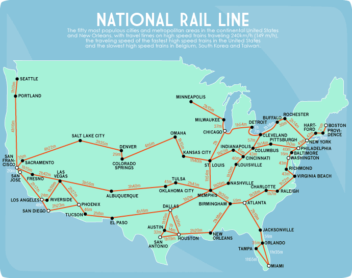 Driving Map Of Usa With Distances Public Transportation – Very Small Array
