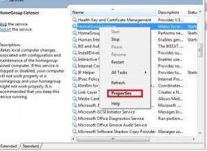 Windows 7 Home group Properties