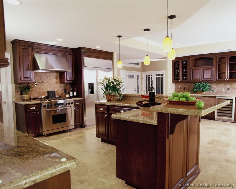 Luxury kitchen with cherry cabis and a large island - ideas for a