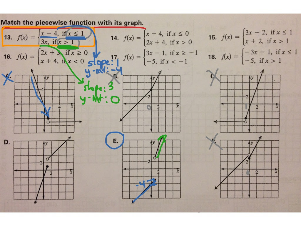 Worksheets Piecewise Functions Answer Key