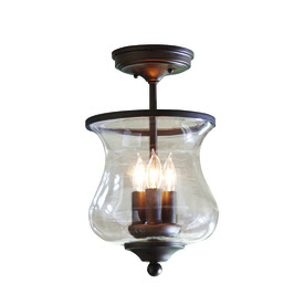 allen + roth 8.68-in W Bronze Clear Glass Semi-Flush Mount Light