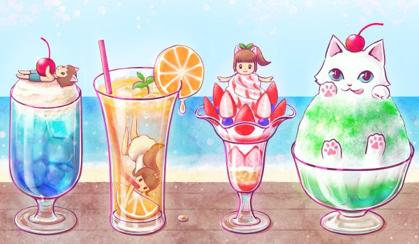 氷のスイーツが入ったガラスの器を描く エイミーのアトリエ