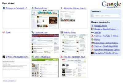 Google Chrome New Tab Options