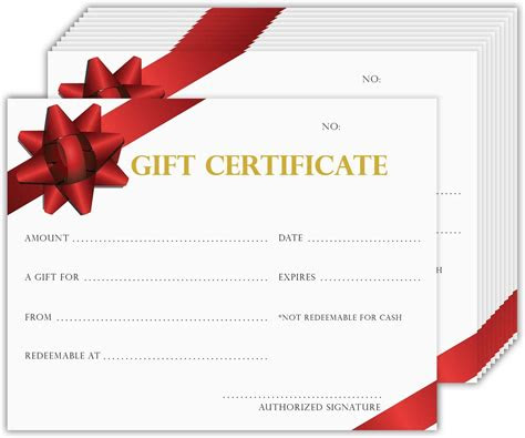  blank gift certificates great for small business restaurant spa