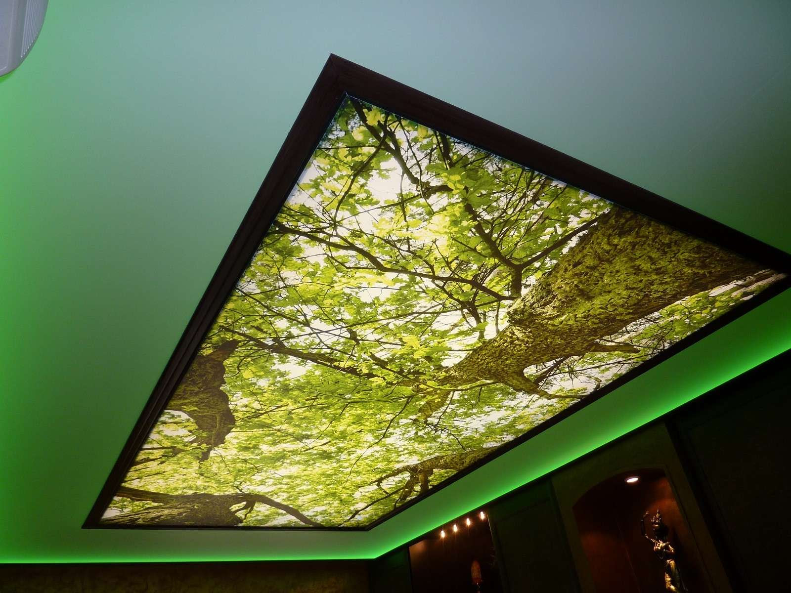 Plafond tendu imprim lumineux clairage principal et Plafond tendu imprim lumineux clairage principal et