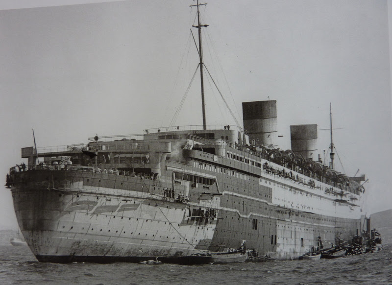 QUEEN ELIZABETH at anchor at the Tail of the Bank in the Firth of Clyde