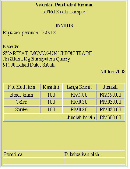 Contoh Invois Related Keywords & Suggestions - Contoh Invois Long Tail ...