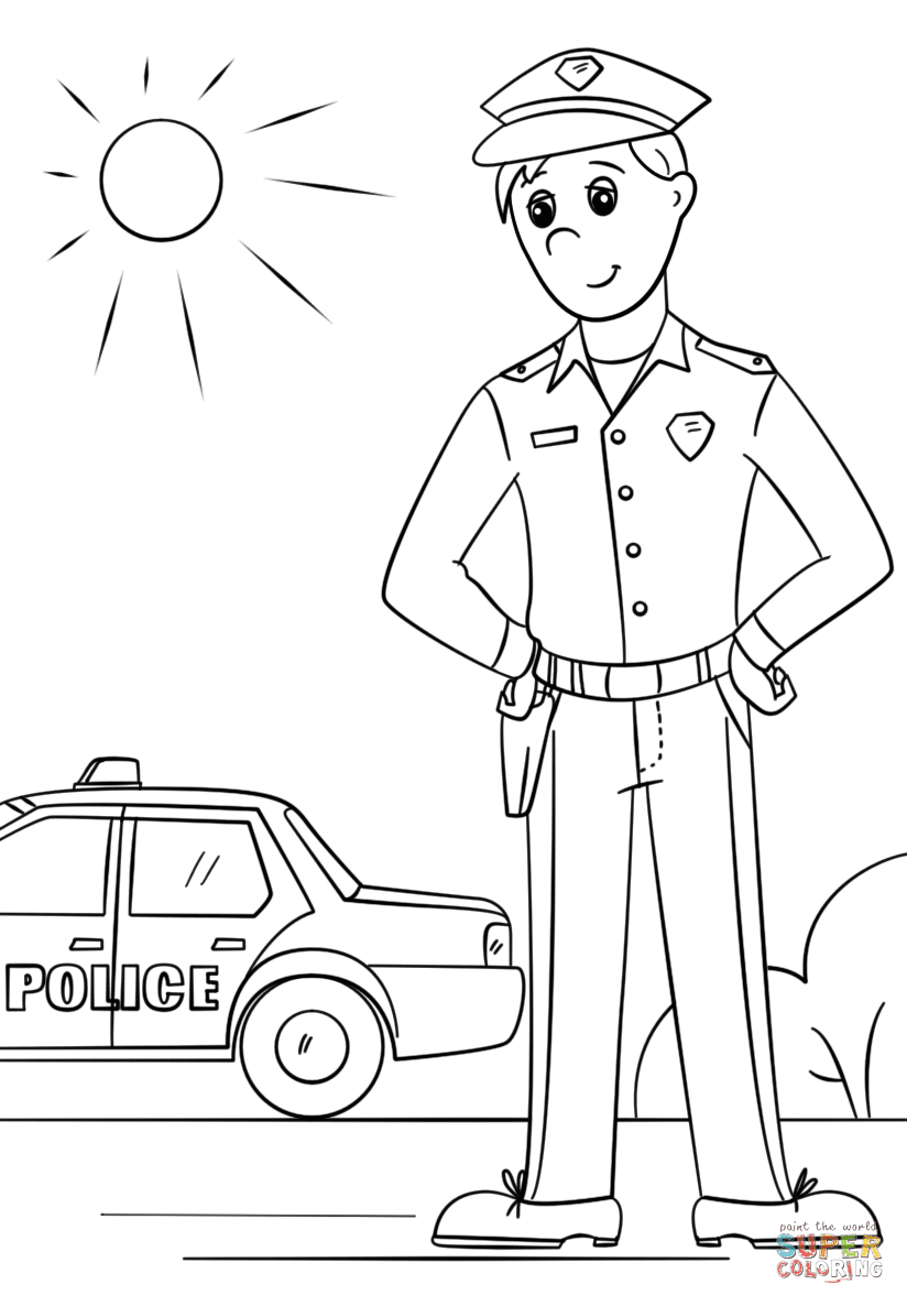 警察官 ぬりえ