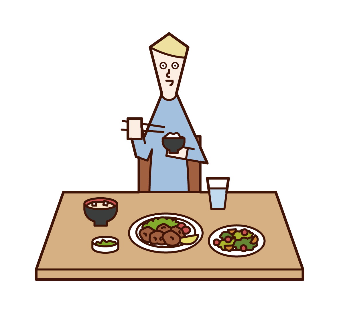 食事をする人 男性 のイラスト フリーイラスト素材 Kukukeke ククケケ