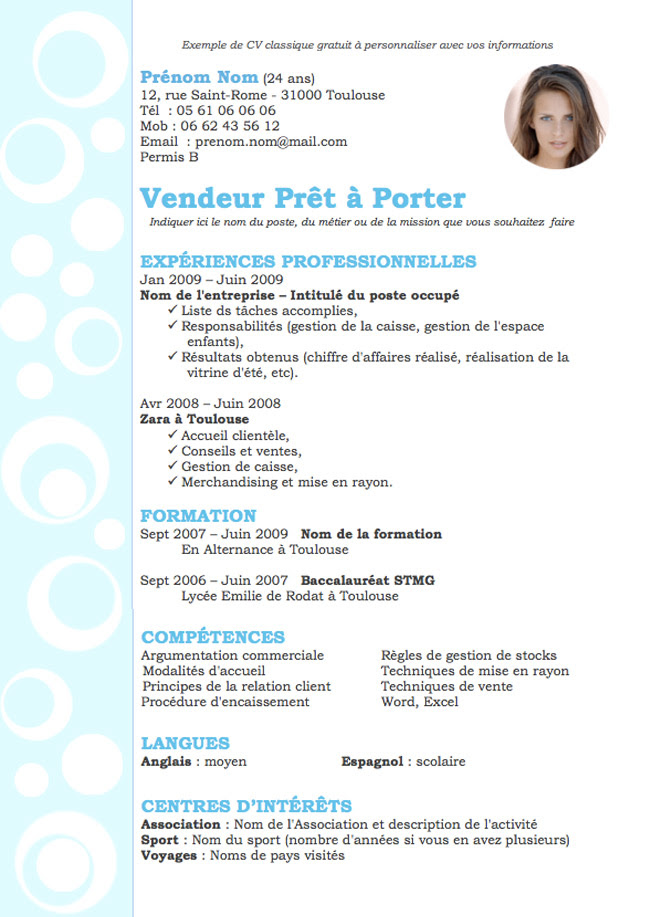 Exemple de CV gouvernante