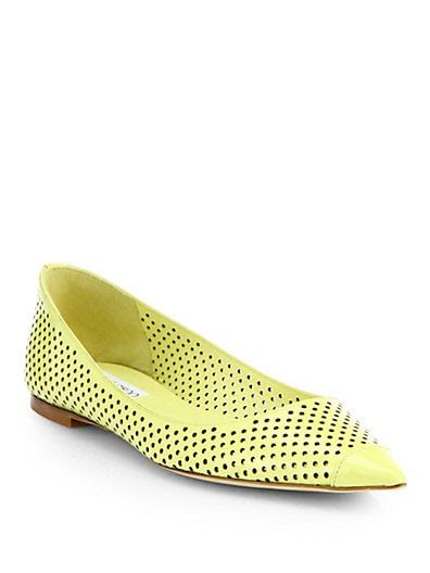 Jimmy Choo Alina Perforated Patent Leather Ballet Flats