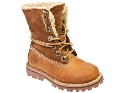 Timberland Authentics Shearling Toddler Kids Brown Leather Ankle Boots, 9.5