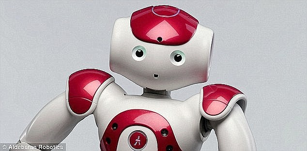'Computers are going to take over from humans, no question,' said Wozniak. 'If we build these devices to take care of everything for us, eventually they'll think faster than us and they'll get rid of the slow humans to run companies more efficiently. Aldebaran's human-like robot is pictured