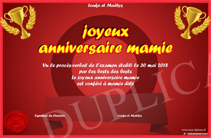 Joyeux Anniversaire Mamie