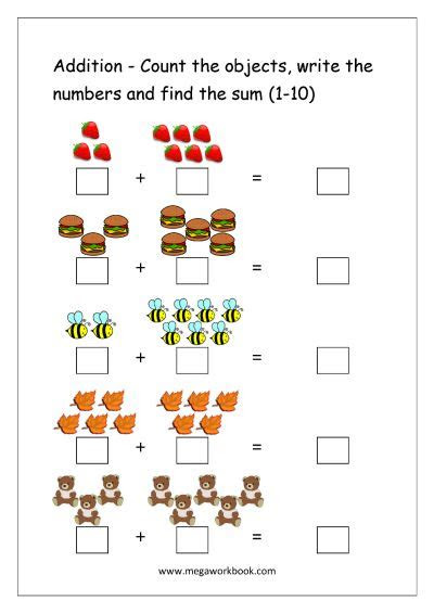  addition objects worksheets free math addition worksheets