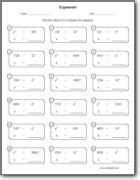  exponents equation worksheets