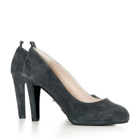 grey high heel shoes