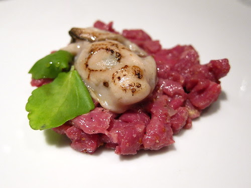 Beef tartare, warm oyster