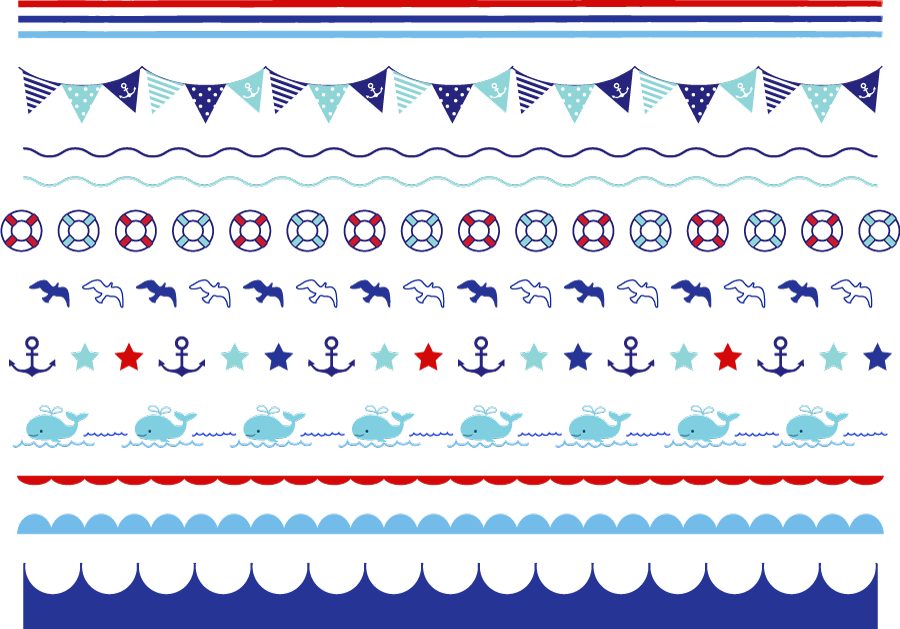 フリーイラスト マリン関連の飾り罫線のセットでアハ体験 Gahag 著作権フリー写真 イラスト素材集