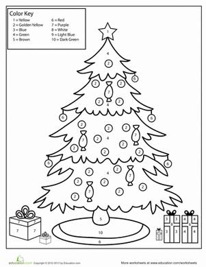 color  number christmas tree worksheet educationcom