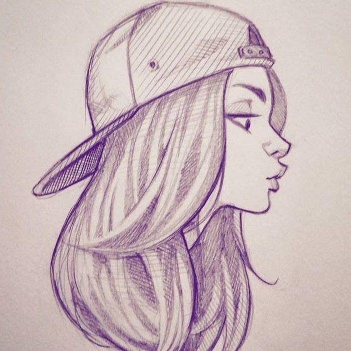 Pencil Drawing Of Girl With Cap Clip Art Library