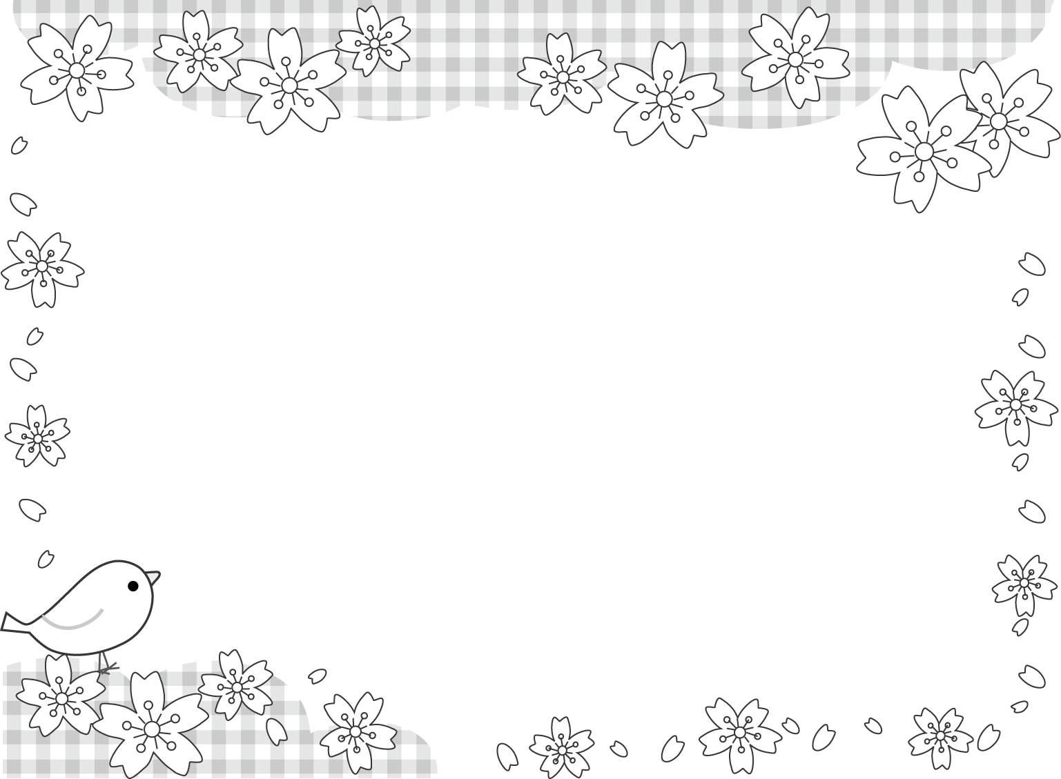 飾り枠 ライン 無料イラスト素材 桜