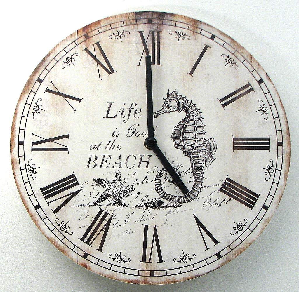 Wall Clocks | kitchen clocks | ceramic | country | Apple | rooster ... - Beach Coastal Nautical Wood Wall Clock