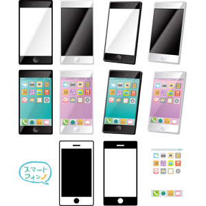 フリーイラスト 11種類のスマートフォンと画面のセットでアハ体験 Gahag 著作権フリー写真 イラスト素材集