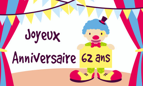 Carte Anniversaire Humour 62 Ans Cirque