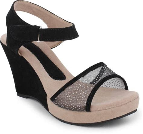 hansx women black wedges buy black color hansx women