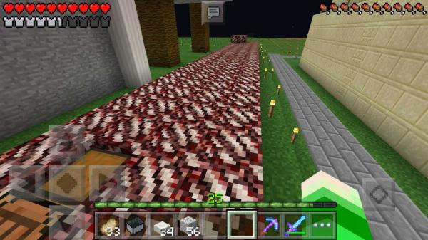 水流カーテンに 壁の張替 のんびりマイクラpe