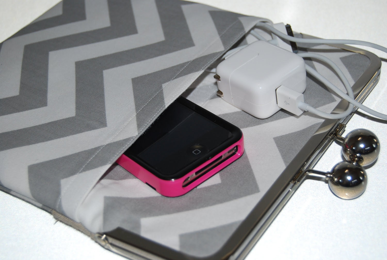 Reserved Listing only for Deven - iPad Clutch Case "Navy Chevron"