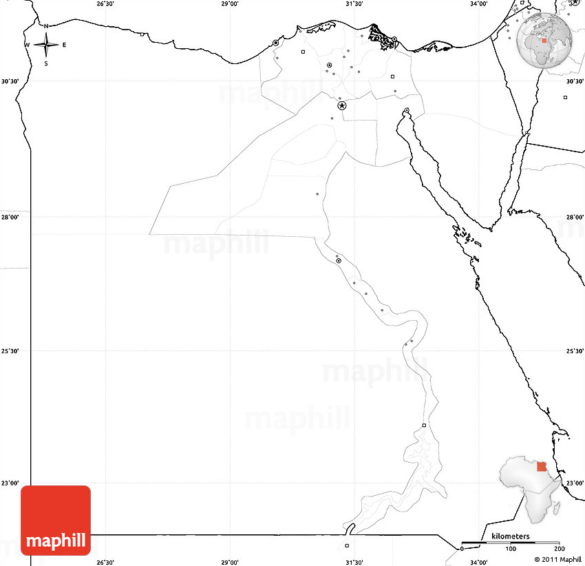 Blank Simple Map of Egypt, no labels