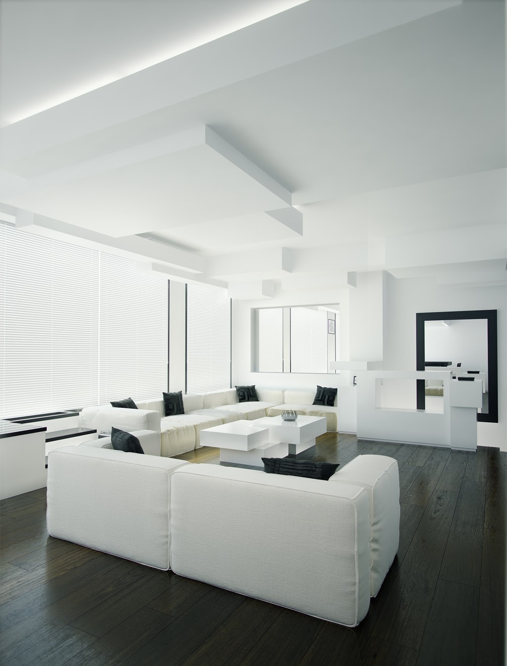 white and black living room
