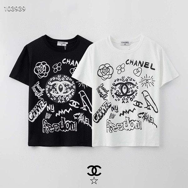 Chanelｔシャツ半袖 男女兼用 おしゃれ シャネル上着 トップス カジュアル 安い