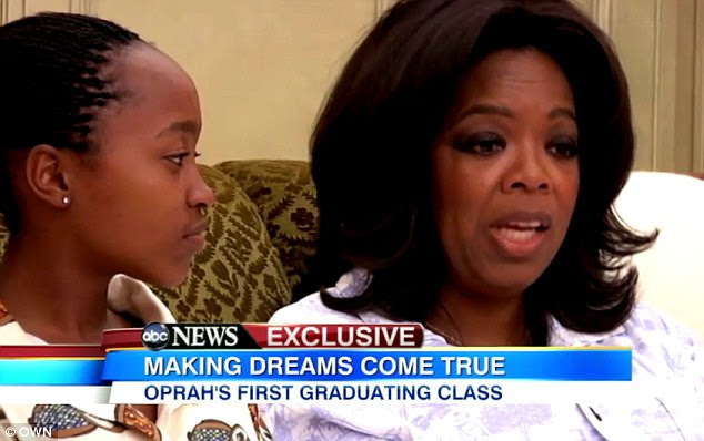 Bonding: One of the most emotionally charged moments for Ms Winfrey was when the school was being built, and the girls realised they had plumbing for the first time
